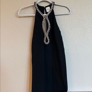 Mauve Black Halter Camisole with Crystal Teardrop Neckline